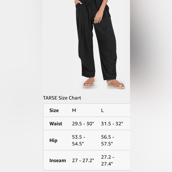 NWT TARSE Size Large Women Black Linen Blend Baggy Harem Pants with Pockets - Picture 3 of 4